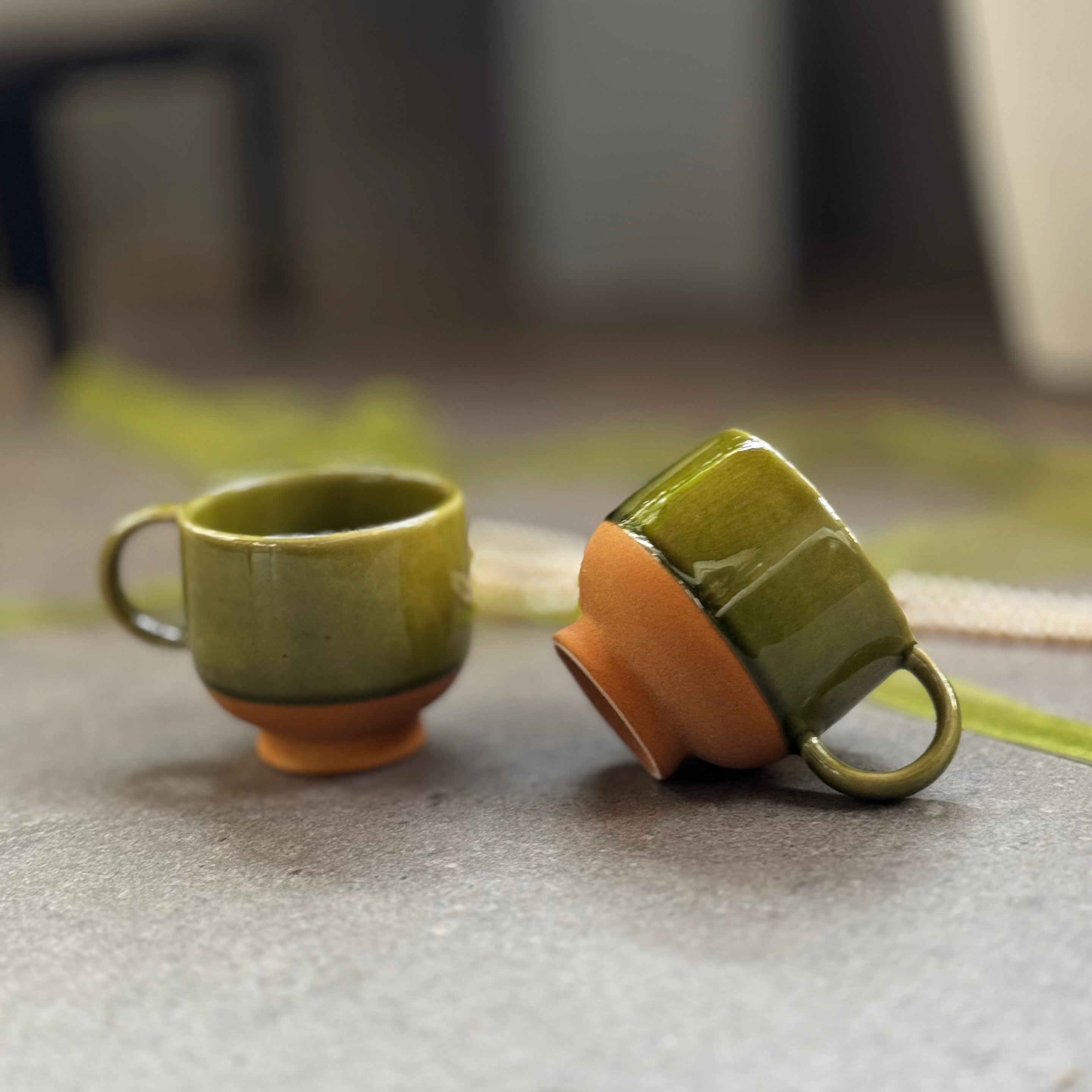 AVANEE | RETRO TALL FOOTED CUPS| SET OF 2 – LivingClay